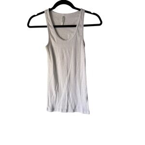 Y2K Zenana White Ribbed Tank Top Basic Layering Large Casual Summer Cotton